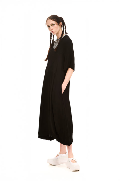 Nom*d Classic Dress Black V Neck with Sleeves