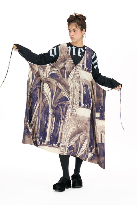 Nomd Gothic Church Print Detached Pinafore Dress