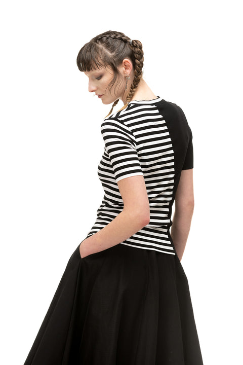 Nom*d Divided Tee Black and White Stripe