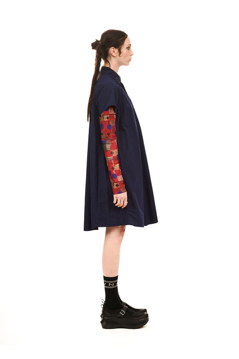 Nomd Navy Blue Grid Shirt Dress