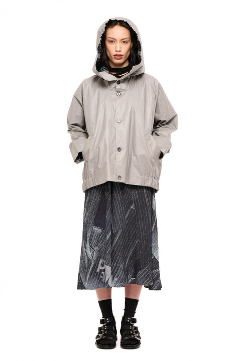 Nom*d neighbourhood parka silver waxed linen raincoat