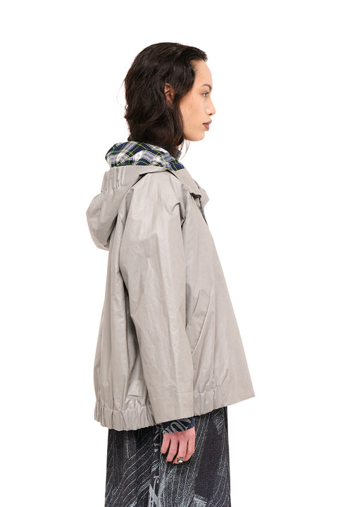 Nom*d neighbourhood parka silver waxed linen raincoat