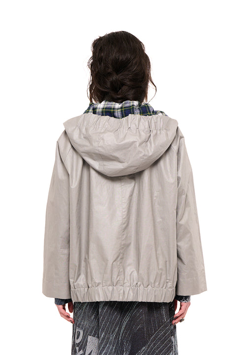 Nom*d neighbourhood parka silver waxed linen raincoat