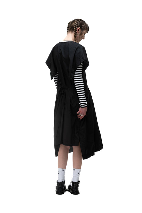 Nomd Black Cotton Painters Smock with split ties up sides one size summer dress.