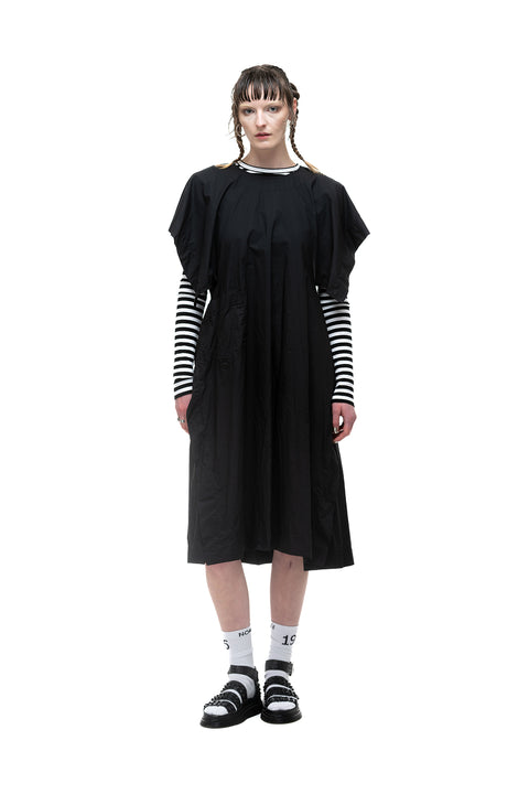 Nomd Black Cotton Painters Smock with split ties up sides one size summer dress.