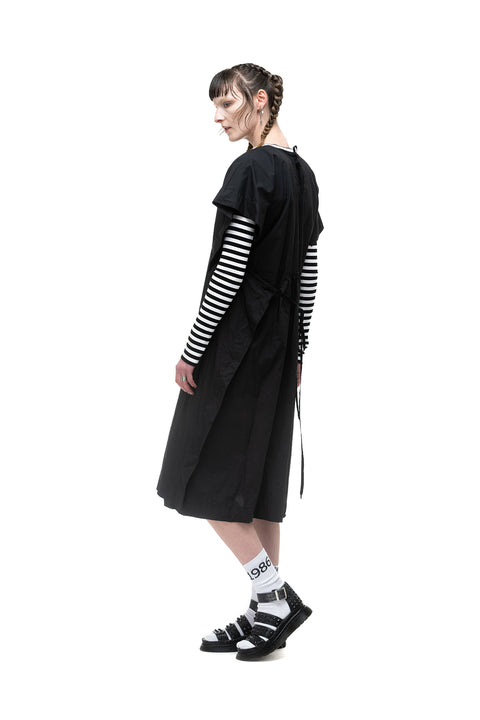 Nomd Black Cotton Painters Smock with split ties up sides one size summer dress.