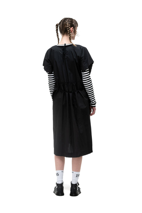 Nomd Black Cotton Painters Smock with split ties up sides one size summer dress.