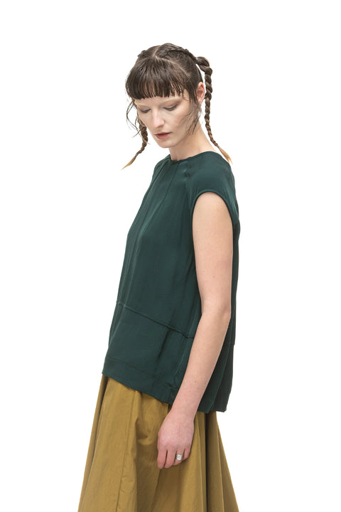 NomD Pintuck short sleeve boxy blouse in blue green