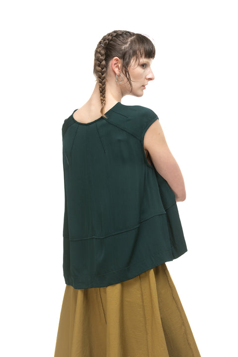 NomD Pintuck short sleeve boxy blouse in blue green