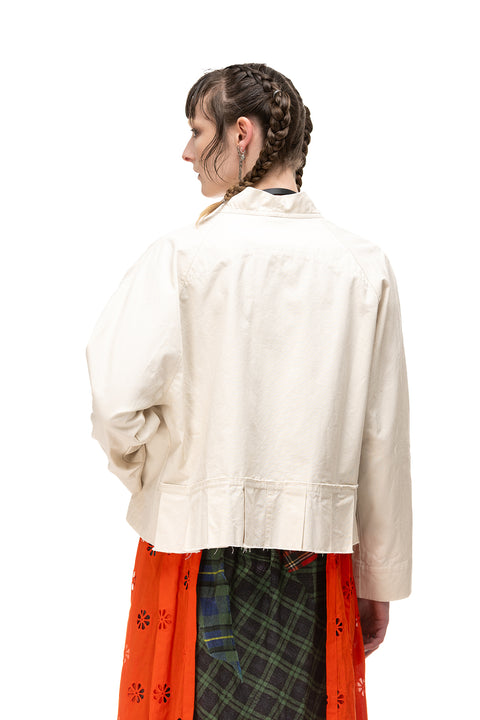 Nom*d Cream Cotton Canvas Bomber Jacket