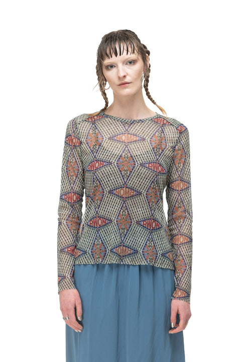 Nomd Long Sleeve Printed Mesh Top