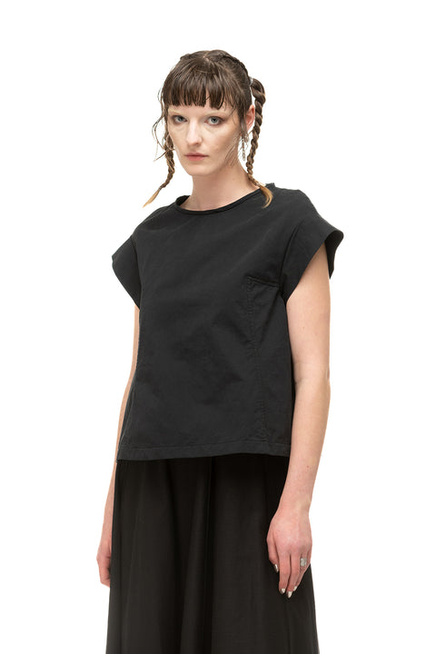 NomD Crunchy Cotton Twill Boxy Black Top