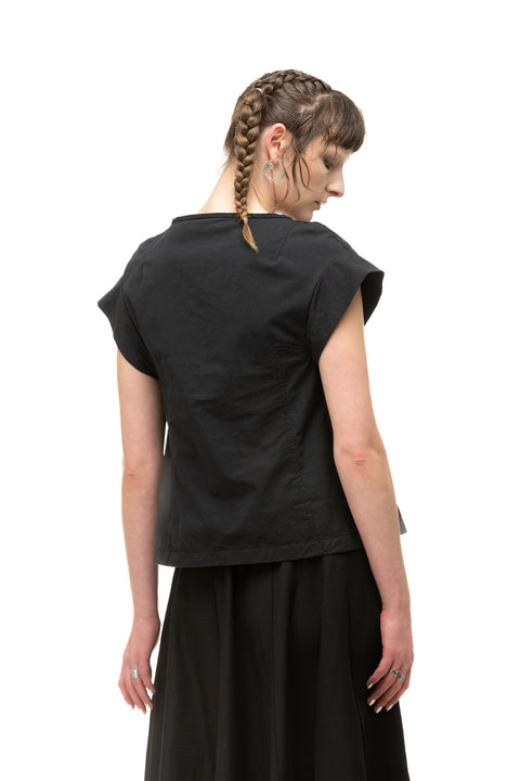 NomD Crunchy Cotton Twill Boxy Black Top