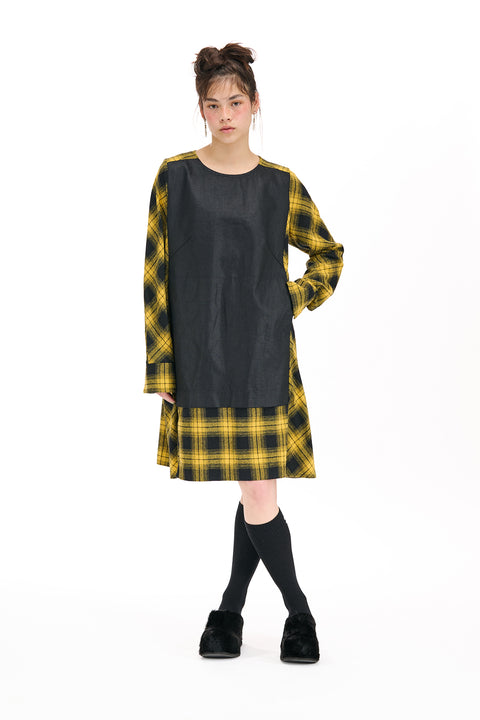 Nom*d understudy dress in yellow plaid