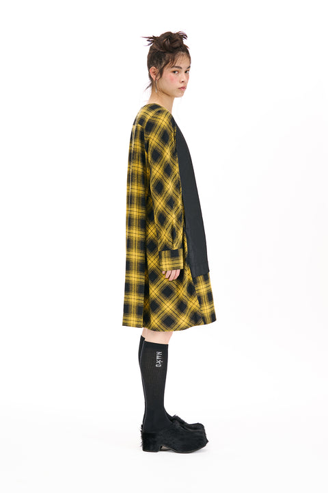 Nom*d understudy dress in yellow plaid