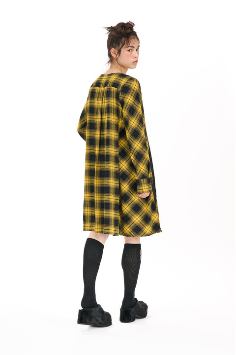 Nom*d understudy dress in yellow plaid