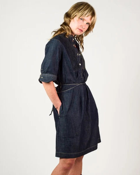 Duncan Mclean pintuck indigo denim dress