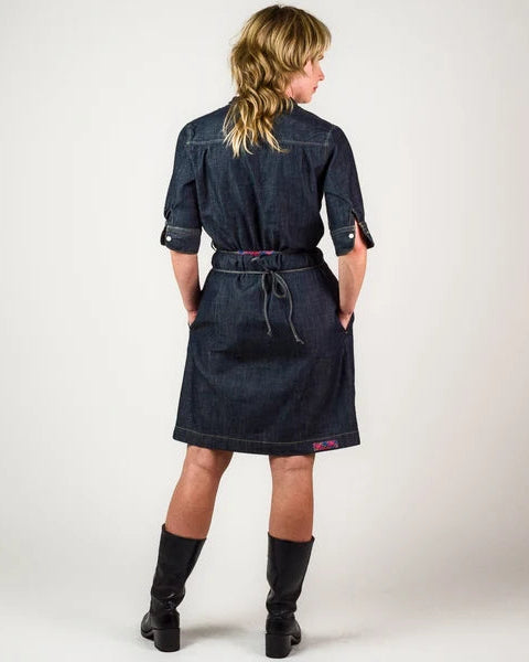 Duncan Mclean pintuck indigo denim dress