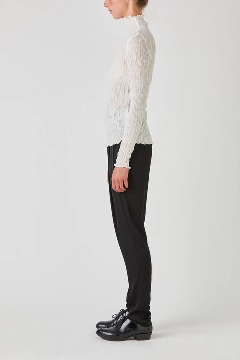 Rory William Docherty White Crushed Silk Turtleneck Top