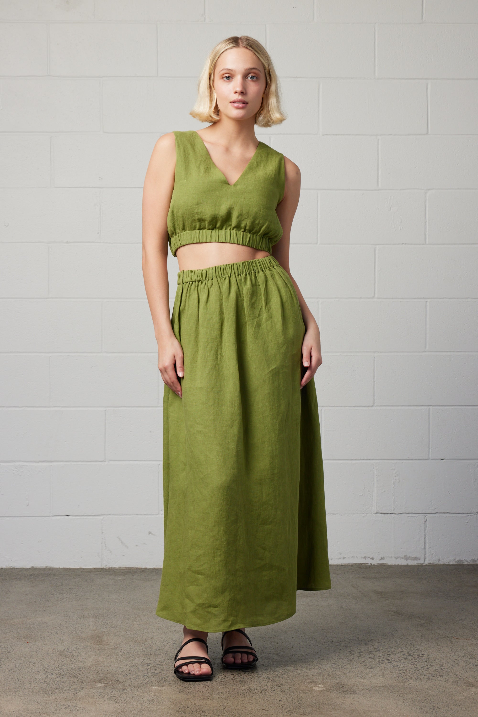 Green maxi 2024 skirt set