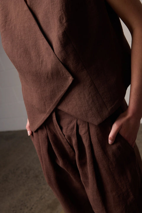 Theo Pants Brown Linen
