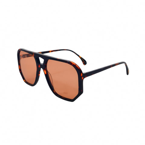 Age Eyewear Brown Tort Sunglasses With Orange Tint Lens