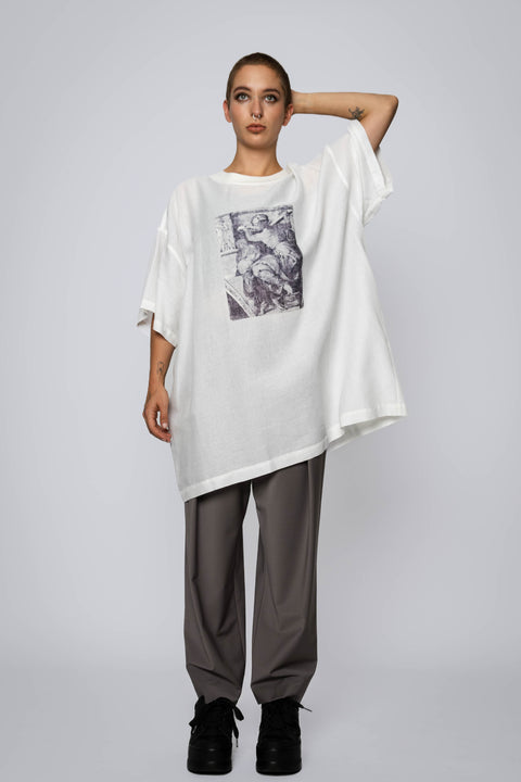 Paul Chaplin Yoko Tee Linen with Patch Print