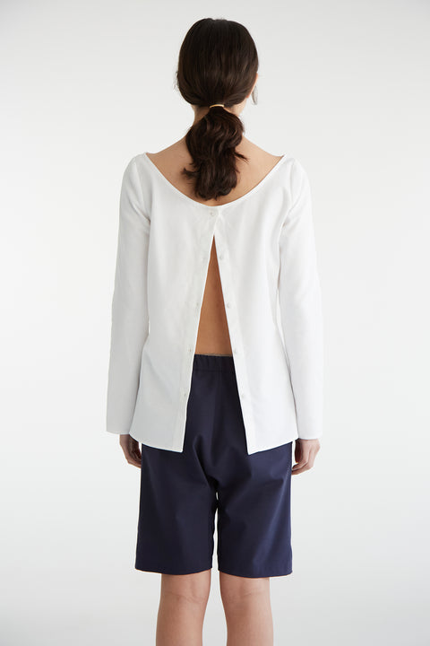 Zambesi back to front white structured button up blouse 