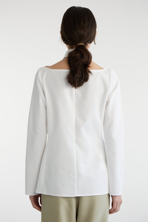 Zambesi back to front white structured button up blouse 