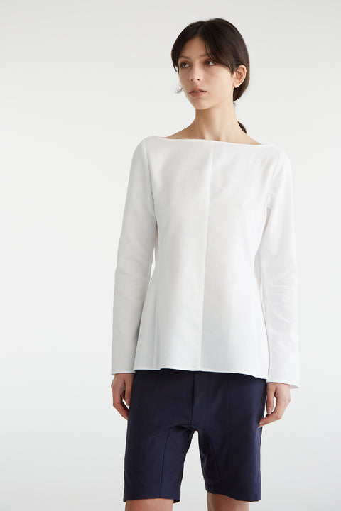 Zambesi back to front white structured button up blouse 