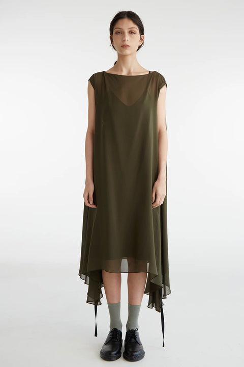 Zambesi Olive Green Silk Floaty Shapeshift dress 