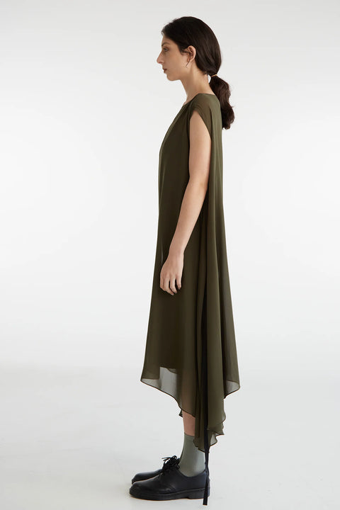 Zambesi Olive Green Silk Floaty Shapeshift dress 