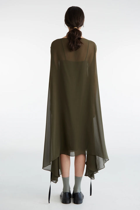 Zambesi Olive Green Silk Floaty Shapeshift dress 