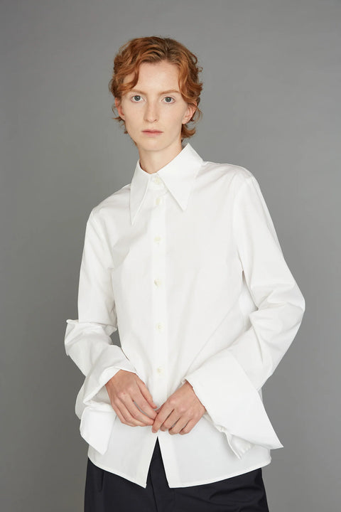 Zambesi White Cotton Artiste Shirt With Large Cuffs and detailed sleeve