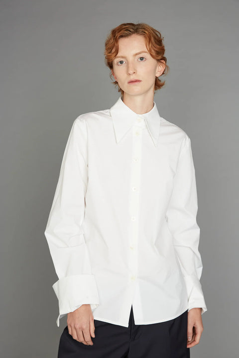 Zambesi White Cotton Artiste Shirt With Large Cuffs and detailed sleeve