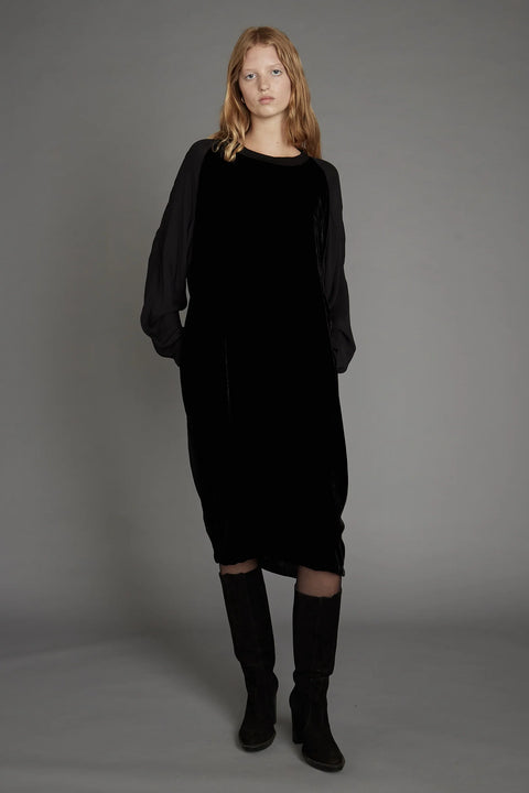 Zambesi Scarab Black Silk and Velvet Front Panel Dress