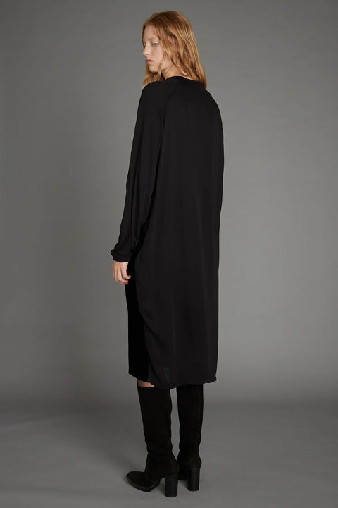 Zambesi Scarab Black Silk and Velvet Front Panel Dress