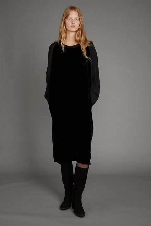 Zambesi Scarab Black Silk and Velvet Front Panel Dress