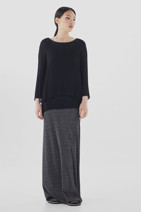 Zambesi Bettle Boatneck Top in Truffle Black