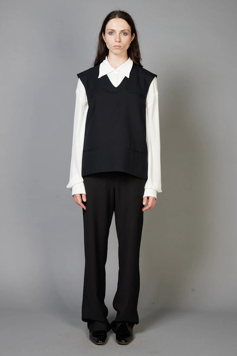 Zambesi Vested Wool Top in Dark Navy