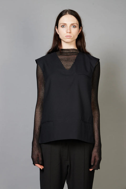 Zambesi Vested Wool Top in Dark Navy