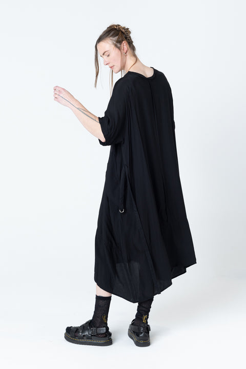 Company of Strangers Court Dress Black Seersucker