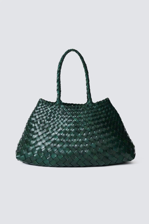 Dragon Fusion Green Woven Leather Shoulder Bag
