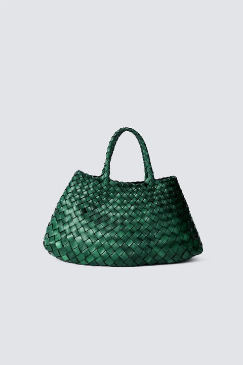 Dragon Fusion Green Woven Leather Handbag
