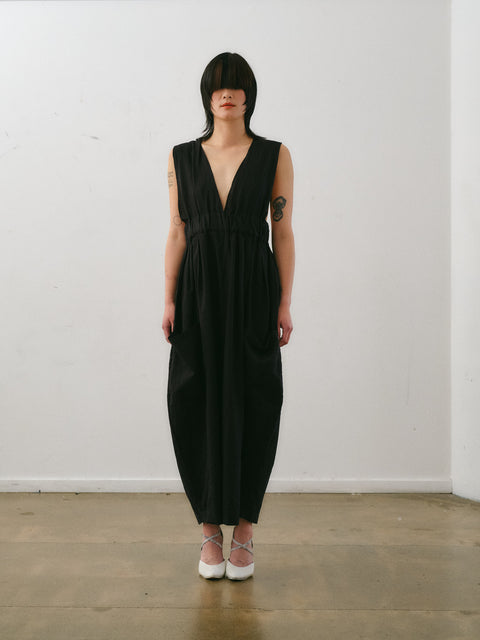 Otsu Overall Dress With adjustable back tie and deep pockets