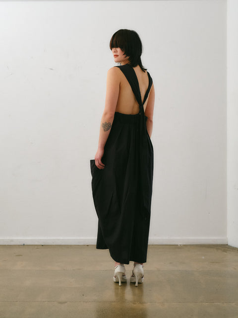 Otsu Overall Dress With adjustable back tie and deep pockets