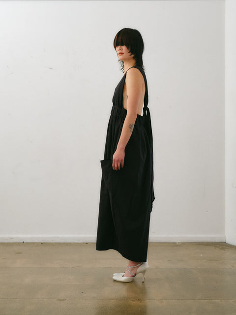 Otsu Overall Dress With adjustable back tie and deep pockets