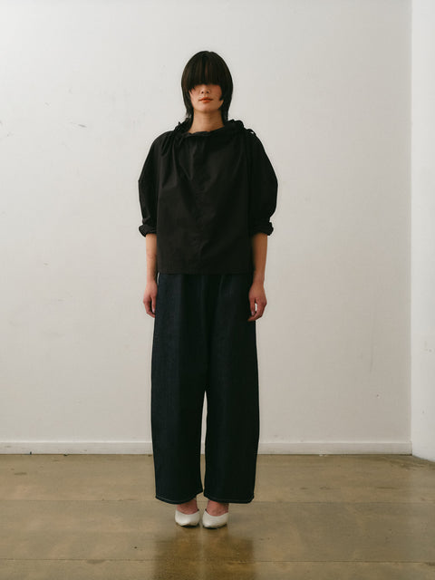 Otsu Ihojin Top Black Linen Cotton Blend