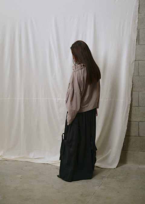 Otsu Japanese Black Tencel Maxi Skirt