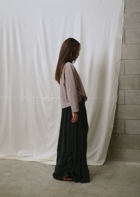 Otsu Japanese Black Tencel Maxi Skirt